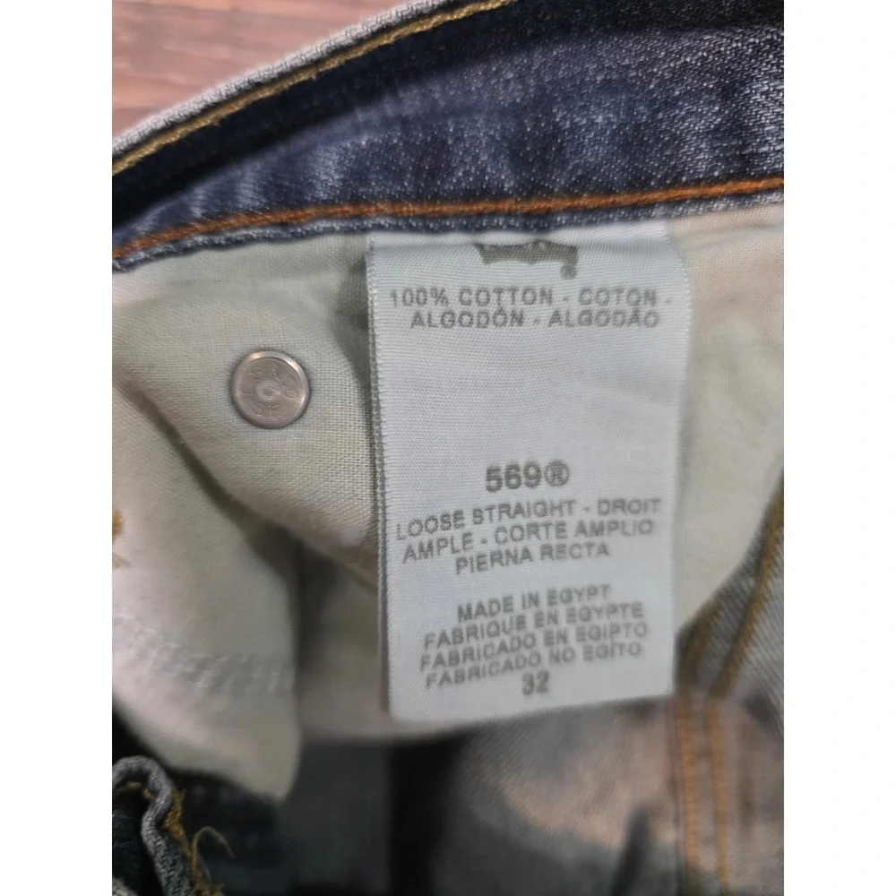 Levis 569 Loose Straight Mens Denim Shorts Med Wash Blue Sz 32 Jorts Y2K skater